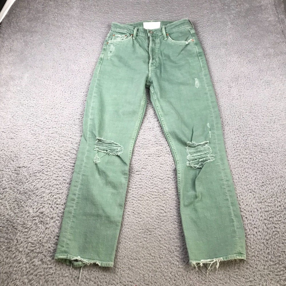 Mother Superior Tomcat Chew Jeans Womens 27 (26x26) In Devil Drinks Coffee Green